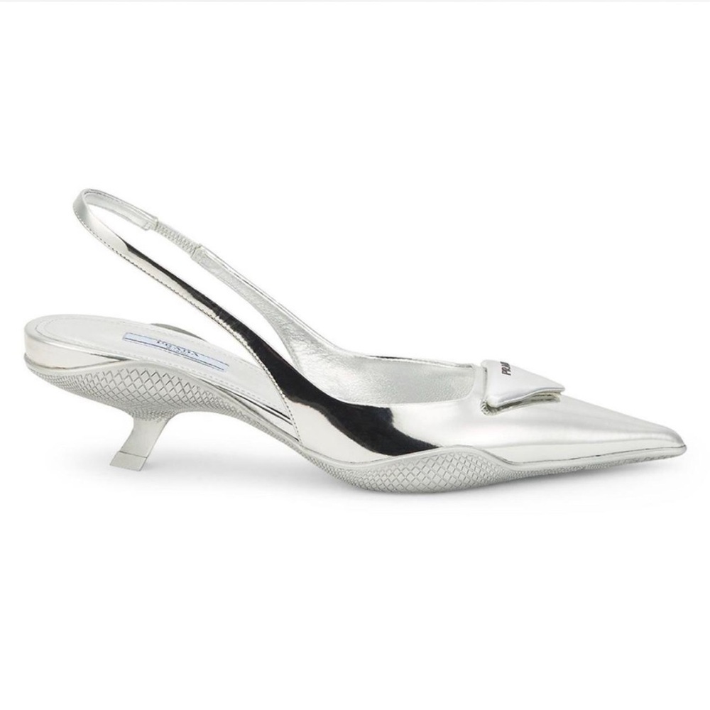 Prada Silver Slingback Heels